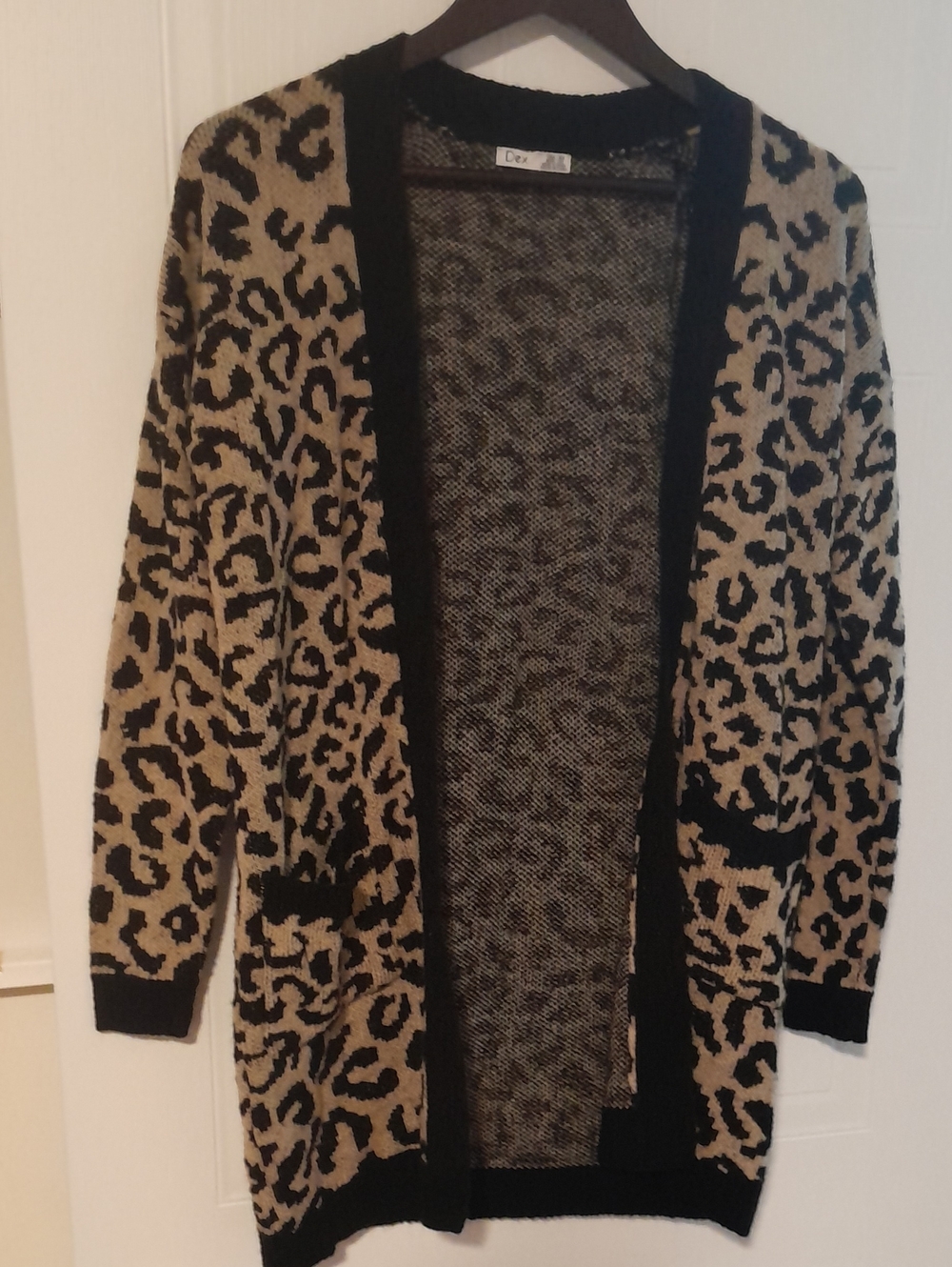 Dex Leopard-Print Open Cardigan - Black and Tan